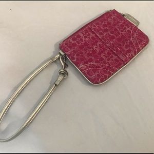 Coach hot pink wristlet, gently used